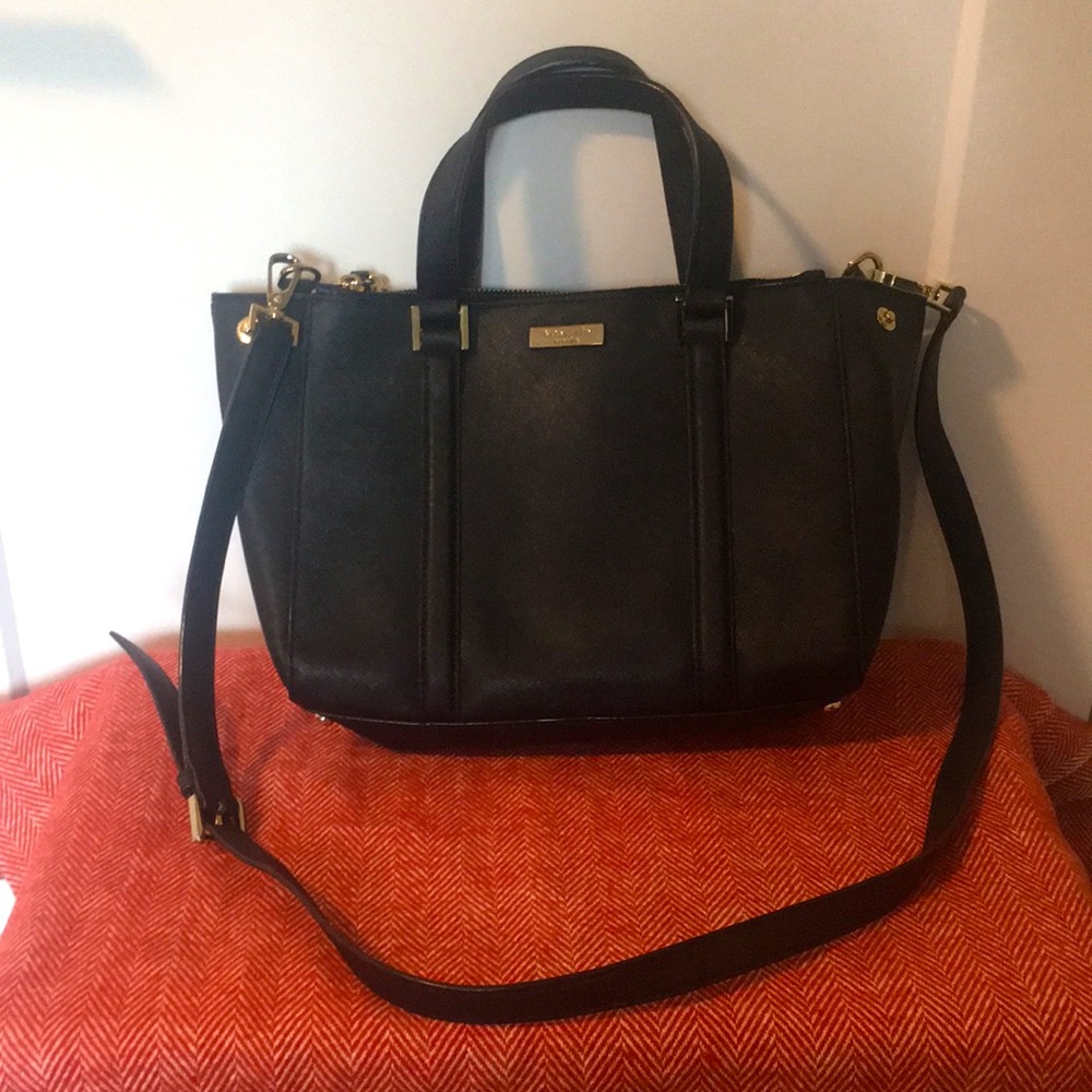 Kate Spade New York Black Leather Crossbody Satchel Bag